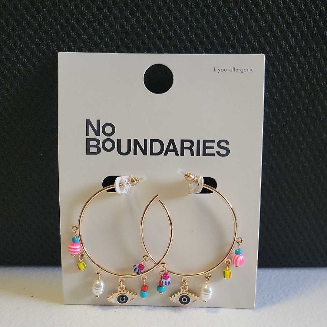 No Boundaries Gold Hoops With Multicolor Charms